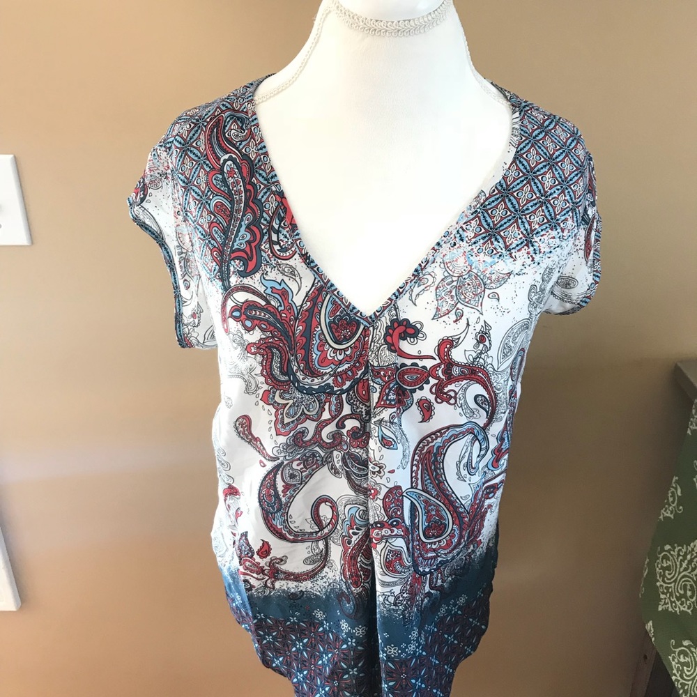 Everything must go! Red and Blue Paisley Top